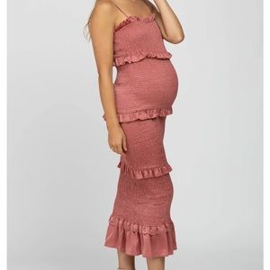 Pink midi dress bump friendly
